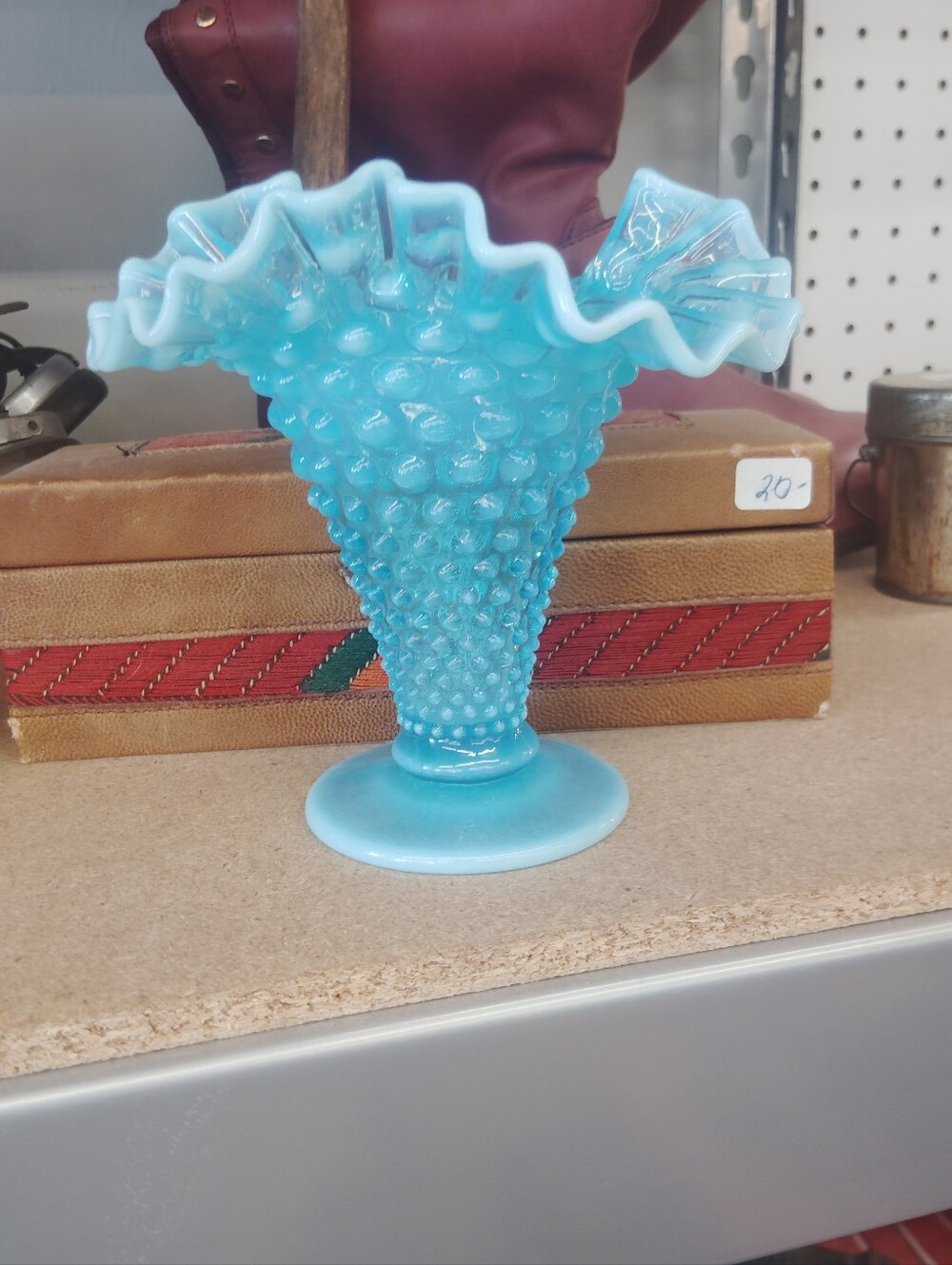 Blue Hobnail Glass Compote Vase - Decorative Home Accent